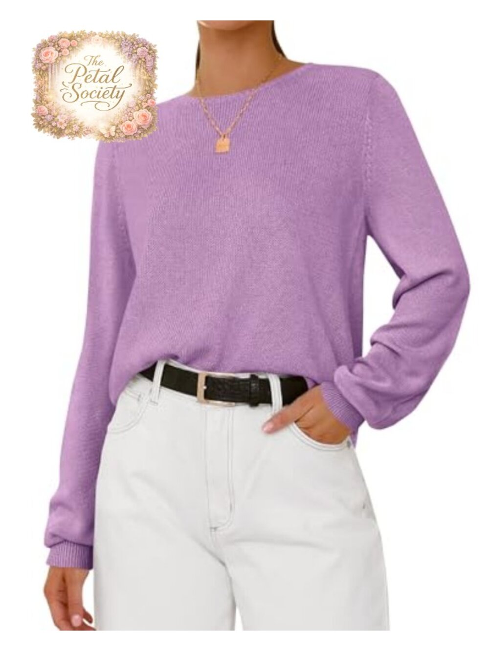 Women's Long Sleeve Crew Neck Knit Sweater Pullover Lightweight Loose Fit